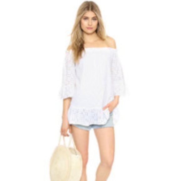 PAMELONE White Eyelet Off-The-Shoulder Summer Tunic - XS - Picture 2 of 9